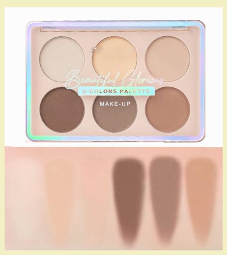 Highlighting & Highlighting Makeup Palette - Highlight Blush Eyeshadow Nose Shadow Matte Shimmer 6 Farben, Multi-Purpose Wange Kontur Makeup Palette, Eye Highlight Natural Highlighting (C01) von SLYHHZHMY