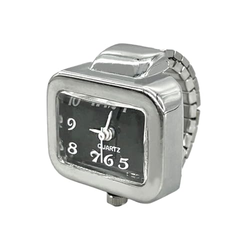 SLYHHZHMY 2 Fingeruhren Ringuhren Elastische Armbänder Freistrecke Quadratische Quarzuhren Ringe (Black) von SLYHHZHMY