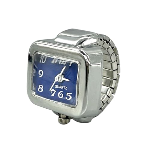 SLYHHZHMY 2 Fingeruhren Ringuhren Elastische Armbänder Freistrecke Quadratische Quarzuhren Ringe (Dark Blue) von SLYHHZHMY