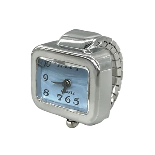 SLYHHZHMY 2 Fingeruhren Ringuhren Elastische Armbänder Freistrecke Quadratische Quarzuhren Ringe (Light Blue) von SLYHHZHMY