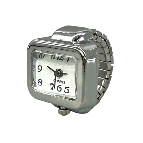 SLYHHZHMY 2 Fingeruhren Ringuhren Elastische Armbänder Freistrecke Quadratische Quarzuhren Ringe (White) von SLYHHZHMY