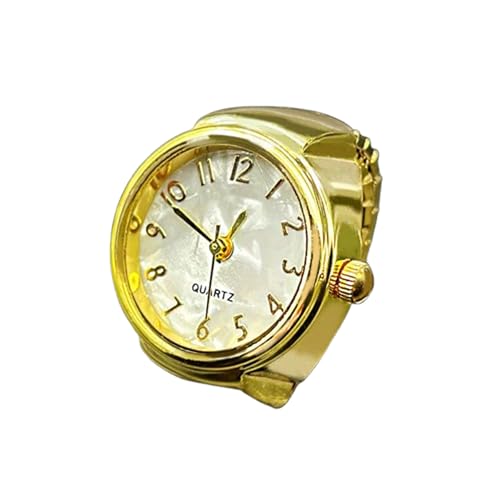 SLYHHZHMY 2Stück Runde Ringuhr Quarzwerk Fingergetragen Elastisches Armband Genaue Zeitmessung Für Männer Oder Damen (Goldene Zahlen) von SLYHHZHMY