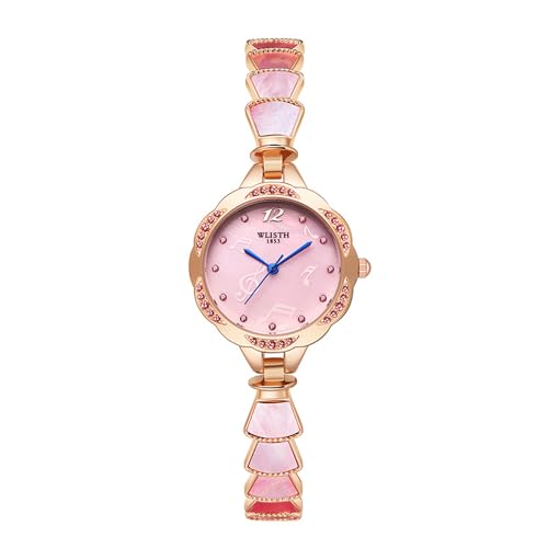 SLYHHZHMY Anspruchsvolle Damenuhren Stilvolle Quarzuhren Minimalistische Und Frische Uhren Uhren, Die Zu Kleidern Und Formellen Kleidungsstücken Passen (Rose Rosa) von SLYHHZHMY