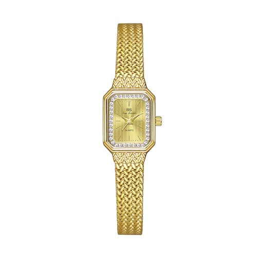 SLYHHZHMY Damenuhren Minimalistisches Temperament Uhren Kleine Quadratische Uhren wasserdichte Uhren Quarz-Uhren (goldfarben) von SLYHHZHMY