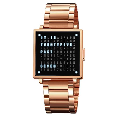 SLYHHZHMY Elektronische Herren-Multifunktionsuhr Quadratische Uhr Business-Uhr Edelstahluhr (Roségold) von SLYHHZHMY