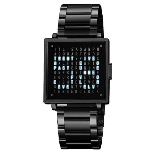 SLYHHZHMY Elektronische Herren-Multifunktionsuhr Quadratische Uhr Business-Uhr Edelstahluhr (schwarz) von SLYHHZHMY