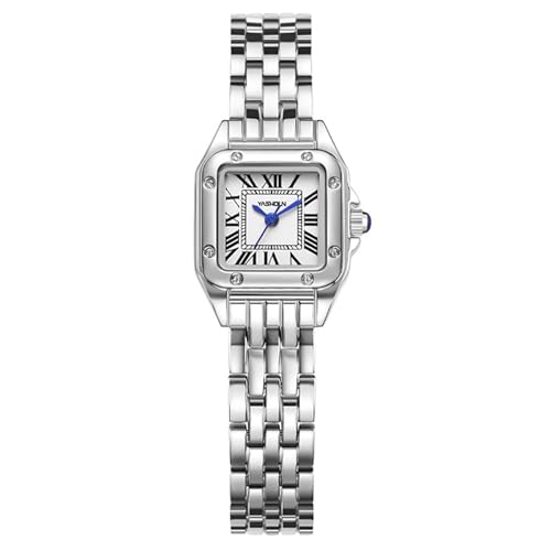 SLYHHZHMY Frauen Temperament Uhren, Quadratisches Zifferblatt Uhren, Wasserdicht Quarzuhren (Silber) von SLYHHZHMY