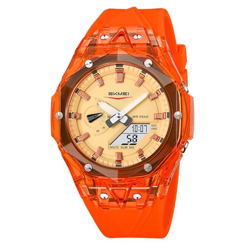 SLYHHZHMY Herrenuhren Damenuhren Dual-Display Multifunktionsuhren Elektronische Uhren Sportuhren (Orange) von SLYHHZHMY
