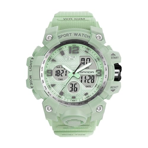 SLYHHZHMY Minimalistische Sportuhr Leuchtende Uhr Runde Scheibe Lässige Armbanduhr Silikonarmband Chronograph (942 Grün) von SLYHHZHMY