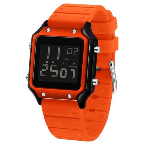 SLYHHZHMY Sportuhren Studentenuhren Mode Quadratische Uhren Leuchtende Uhren Silikonarmband (Orange) von SLYHHZHMY