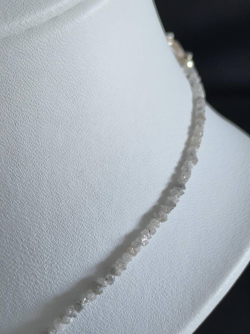 Natural Diamond Beaded Necklace - 43cm | Silver Clasp Hand-Finished in Germany von SLalwaniGermany