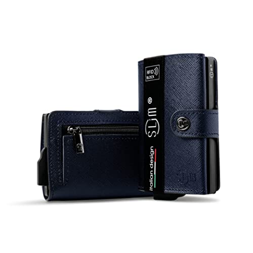 SLim Geldbörse für Herren & Damen Smart Wallet kartenetui mit Münzfach & RFID Schutz Portmonee Portemonnaie Made in Italy von SLim