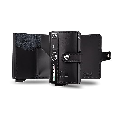 SLim Geldbörse für Herren & Damen Smart Wallet kartenetui mit Münzfach & RFID Schutz Portmonee Portemonnaie Made in Italy von SLim