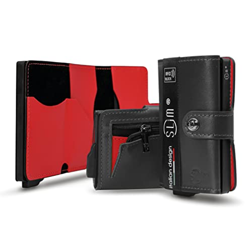 SLim Geldbörse für Herren & Damen Smart Wallet kartenetui mit Münzfach & RFID Schutz Portmonee Portemonnaie Made in Italy von SLim