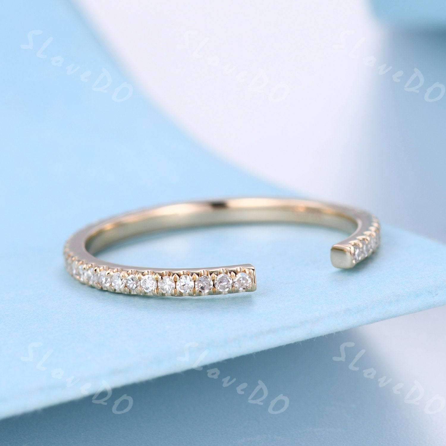 14K Goldring Diamant Ehering Open Gap Ring Diamantring Unikat Jahrestag Stapelbar Band Bestes Geschenk Für Sie von SLoveDO