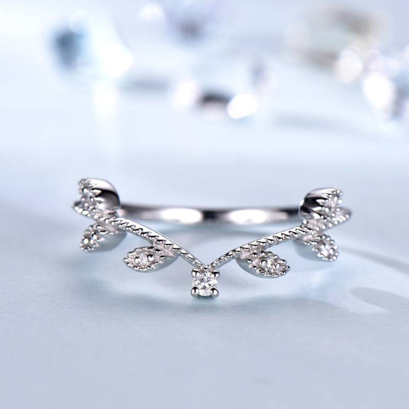 Blattgold V Ring Diamant Oder Moissanit Ehering von SLoveDO