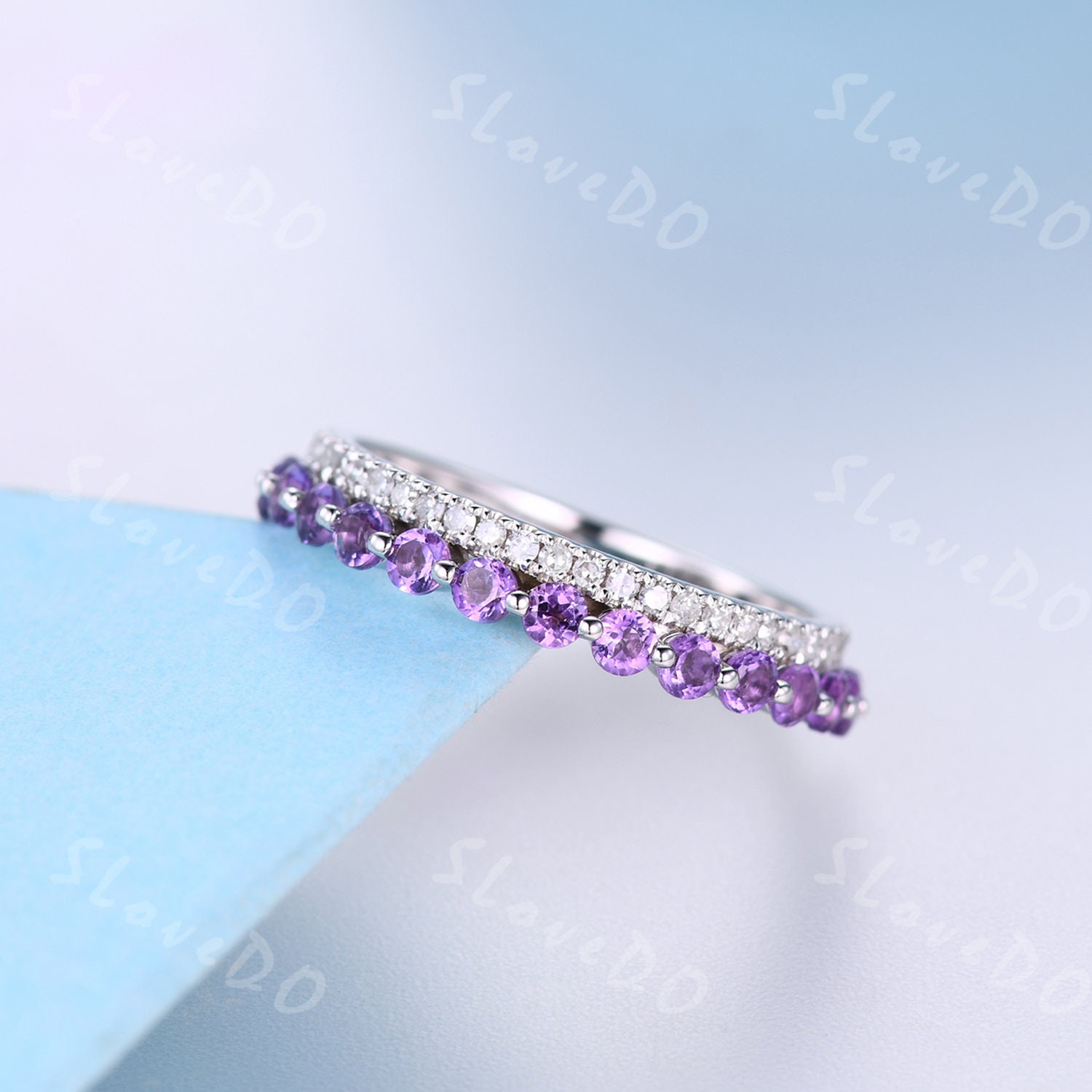 Danity Amethyst Verlobungsring Natürlicher Ring Diamant Ehering Februar Geburtsstein Ringe Für Frauen Sterling Silber von SLoveDO