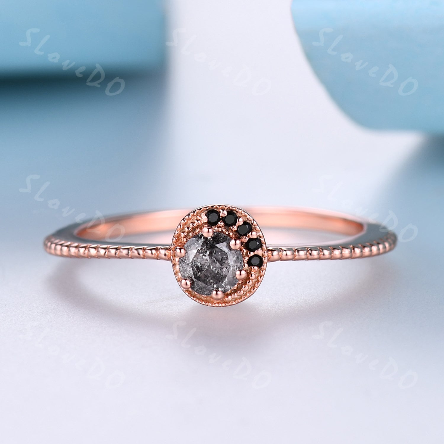 Einzigartiger Salz Und Pfeffer Diamant Verlobungsring Schwarzer Ring Vintage Ehering Roségold Brautring Geschenk Für Sie von SLoveDO