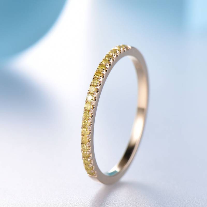 Gelber Diamant Eternity Ring 14K Gold Micro Pave Ehering von SLoveDO