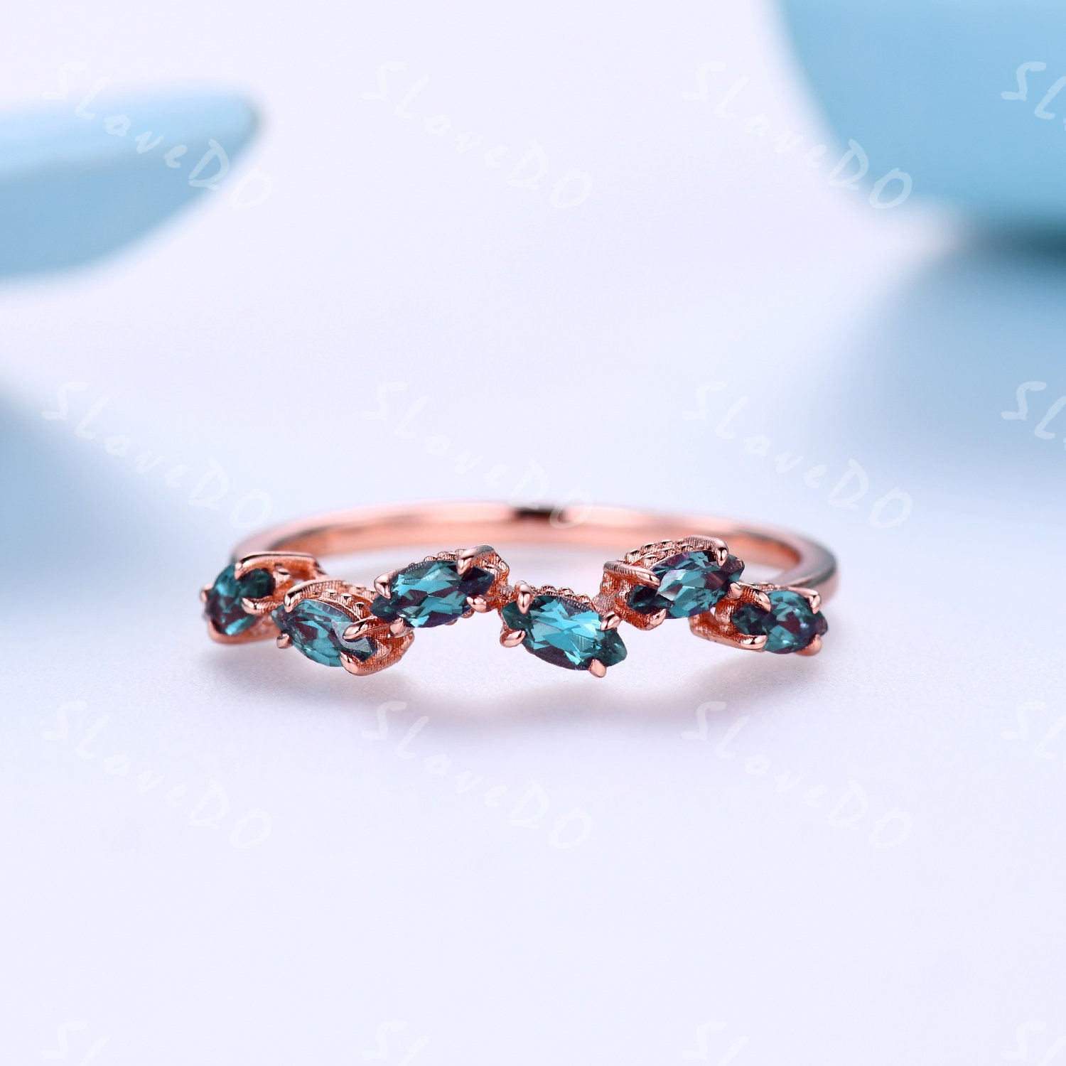 Marquise Alexandrit Ehering Verlobungsring Für Frauen Vintage Rosegold Ewigkeit Braut Jahrestag Ring Geschenk von SLoveDO