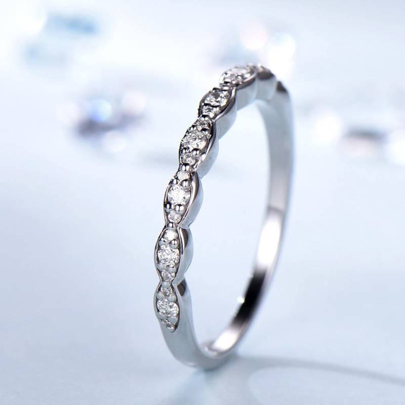 Marquise Diamant Ehering Weißgold Halbe Eternity Ring von SLoveDO