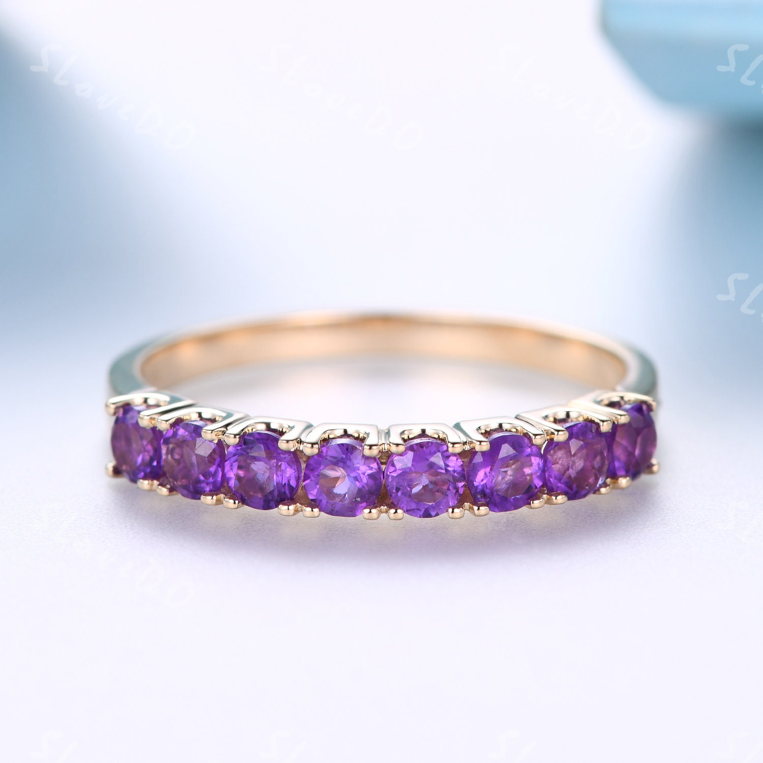 Vintage Amethyst Ring, Februar Geburtsstein 14K Massiv Gelbgold Lila Versprechen Ehering, Statement Ing, Amethyst Schmuck von SLoveDO