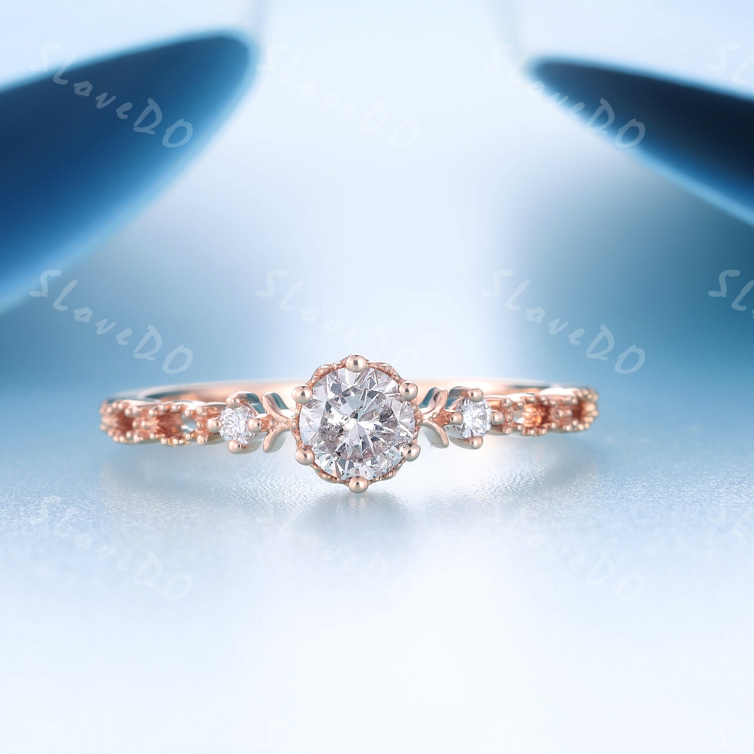 Vintage Salz Und Pfeffer Diamant Verlobungsring Roségold Art Deco Ehering Zierliche Ring Braut Jahrestag von SLoveDO