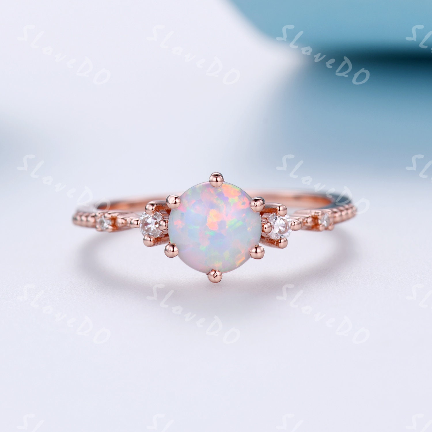 Weißer Opal Ring, Opal Verlobungsring, Dantiy Ring, Gold Ring Für Frauen, Diamant Ehering, Jahrestag Schmuck von SLoveDO