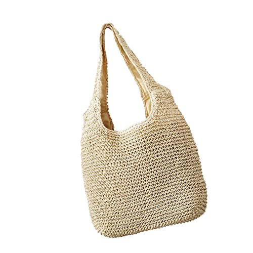 Frauen gewebte Tragetasche Umhängetaschen Lässige Handtasche Tasche für Tänze Partys Sommer Strand Urlaub Hochzeit Geschenke Damen, Beige von SM SunniMix