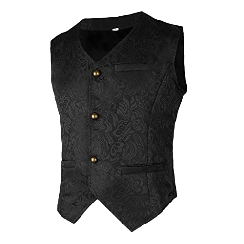 SM SunniMix Herren Vintage Mittelalterliche Jacquard Chasuble Gothic Steampunk Gentleman Chasuble, Schwarz, M von SM SunniMix