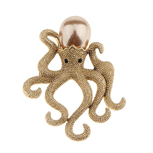 Vintage Deep Sea Animal Octopus Faux Pearl Broschen Pins Schmuck für Hemd, Gold von SM SunniMix