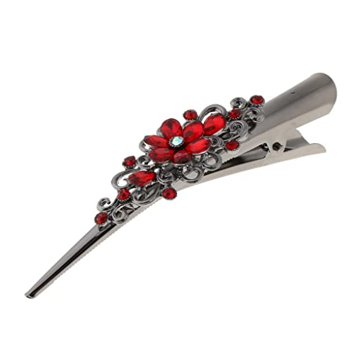 Strass Krokodil Alligator Haarspange Haarspange DIY Zubehör Haarspange für Frauen, Rot von SM SunniMix