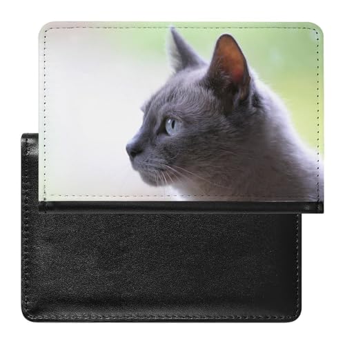 SMACQ Reisepass Hülle Graue Katze Passhülle Reisepassetui Reisezubehör Passport Holder Für Damen Herren von SMACQ