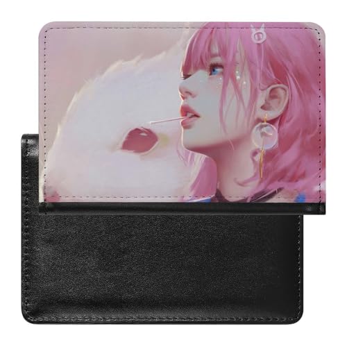 SMACQ Reisepass Hülle Mädchen Und Hase Passhülle Reisepassetui Reisezubehör Passport Holder Für Damen Herren von SMACQ