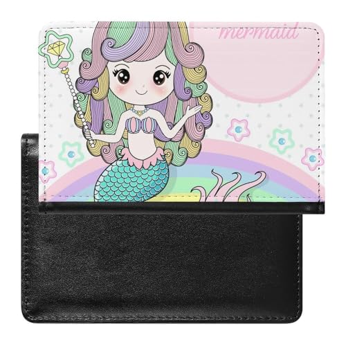 SMACQ Reisepass Hülle Meerjungfrau Mädchen Passhülle Reisepassetui Reisezubehör Passport Holder Für Damen Herren von SMACQ