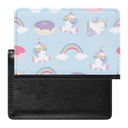 SMACQ Reisepass Hülle Regenbogen Einhorn Passhülle Reisepassetui Reisezubehör Passport Holder Für Damen Herren von SMACQ