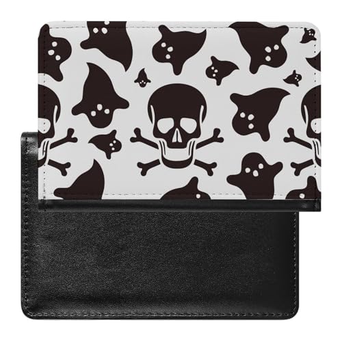 SMACQ Reisepass Hülle Schwarzer Totenkopf Passhülle Reisepassetui Reisezubehör Passport Holder Für Damen Herren von SMACQ