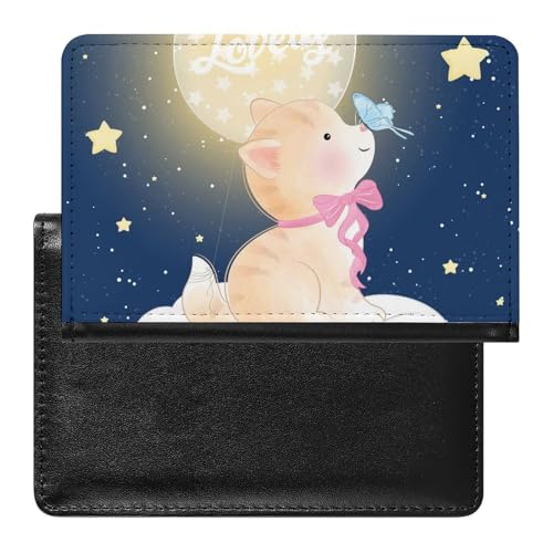 SMACQ Reisepass Hülle Sternkatze Schmetterling Passhülle Reisepassetui Reisezubehör Passport Holder Für Damen Herren von SMACQ