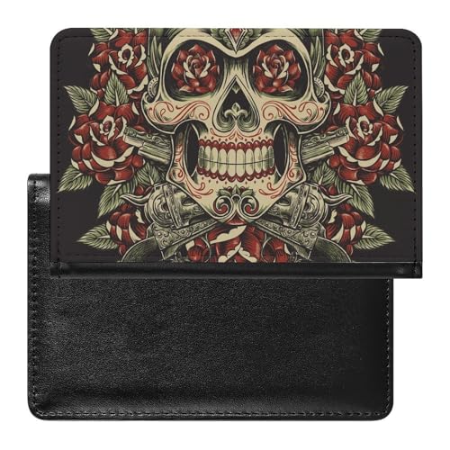 SMACQ Reisepasshülle Blumen Totenkopf Reisepass Schutzhülle Geldbörsen Für Kreditkarten Ausweis Reisedokumente von SMACQ