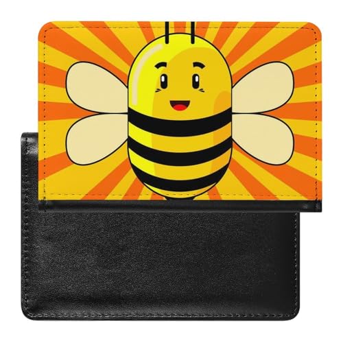 SMACQ Reisepasshülle Cartoon Biene Reisepass Schutzhülle Geldbörsen Für Kreditkarten Ausweis Reisedokumente von SMACQ