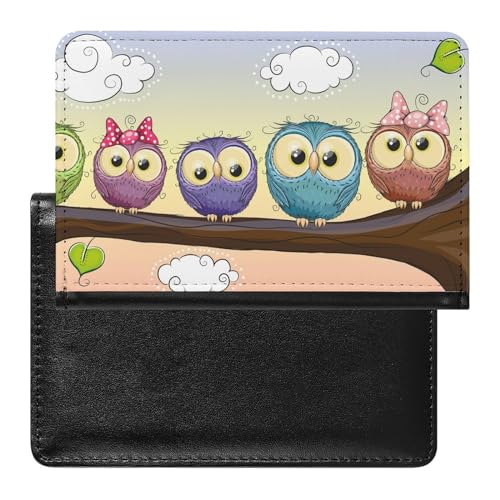 SMACQ Reisepasshülle Cartoon Eule Reisepass Schutzhülle Geldbörsen Für Kreditkarten Ausweis Reisedokumente von SMACQ