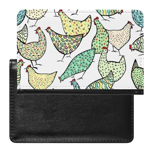 SMACQ Reisepasshülle Cartoon Henne Reisepass Schutzhülle Geldbörsen Für Kreditkarten Ausweis Reisedokumente von SMACQ