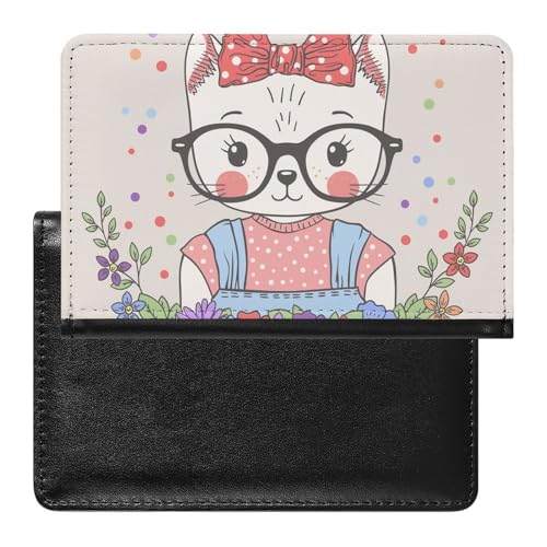 SMACQ Reisepasshülle Cartoon Katze Reisepass Schutzhülle Geldbörsen Für Kreditkarten Ausweis Reisedokumente von SMACQ