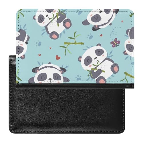 SMACQ Reisepasshülle Cartoon Panda Reisepass Schutzhülle Geldbörsen Für Kreditkarten Ausweis Reisedokumente von SMACQ