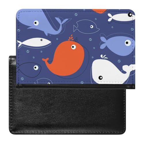 SMACQ Reisepasshülle Cartoon Wal Reisepass Schutzhülle Geldbörsen Für Kreditkarten Ausweis Reisedokumente von SMACQ