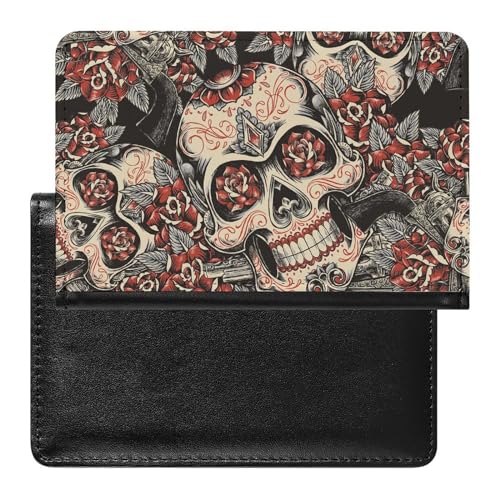 SMACQ Reisepasshülle Floraler Totenkopf Reisepass Tasche Reise Gadget Impfpass Hülle Für Damen Herren von SMACQ