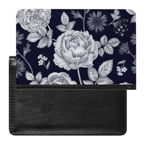SMACQ Reisepasshülle Graue Blume Reisepass Schutzhülle Geldbörsen Für Kreditkarten Ausweis Reisedokumente von SMACQ