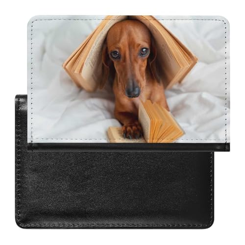 SMACQ Reisepasshülle Hund Lesend Reisepass Schutzhülle Geldbörsen Für Kreditkarten Ausweis Reisedokumente von SMACQ