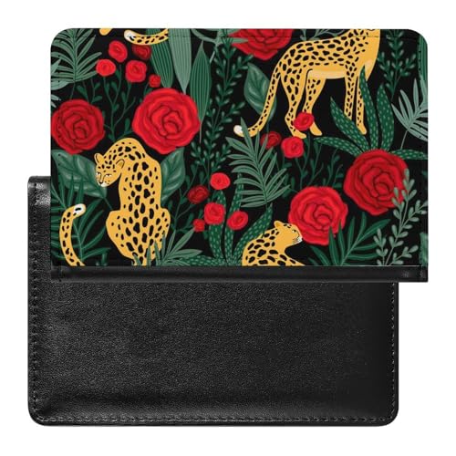 SMACQ Reisepasshülle Leopard Rose Reisepass Schutzhülle Geldbörsen Für Kreditkarten Ausweis Reisedokumente von SMACQ