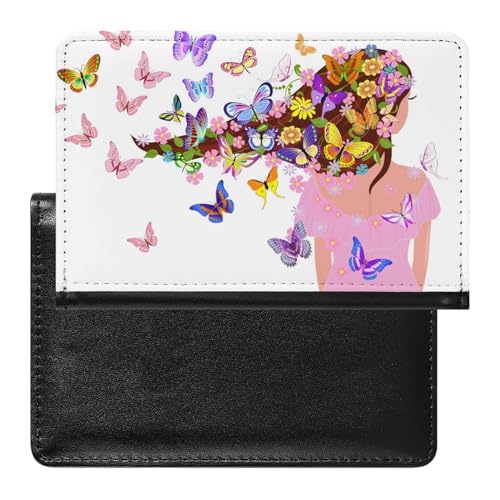 SMACQ Reisepasshülle Mädchen Schmetterling Reisepass Schutzhülle Geldbörsen Für Kreditkarten Ausweis Reisedokumente von SMACQ